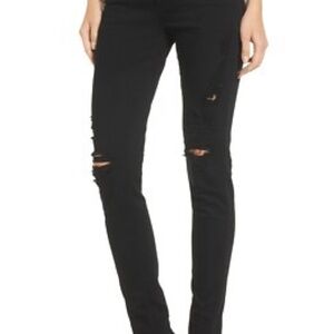 Ag Adriano Goldschmied Black Prima Cigarette Jeans in 5 years destroyed wash